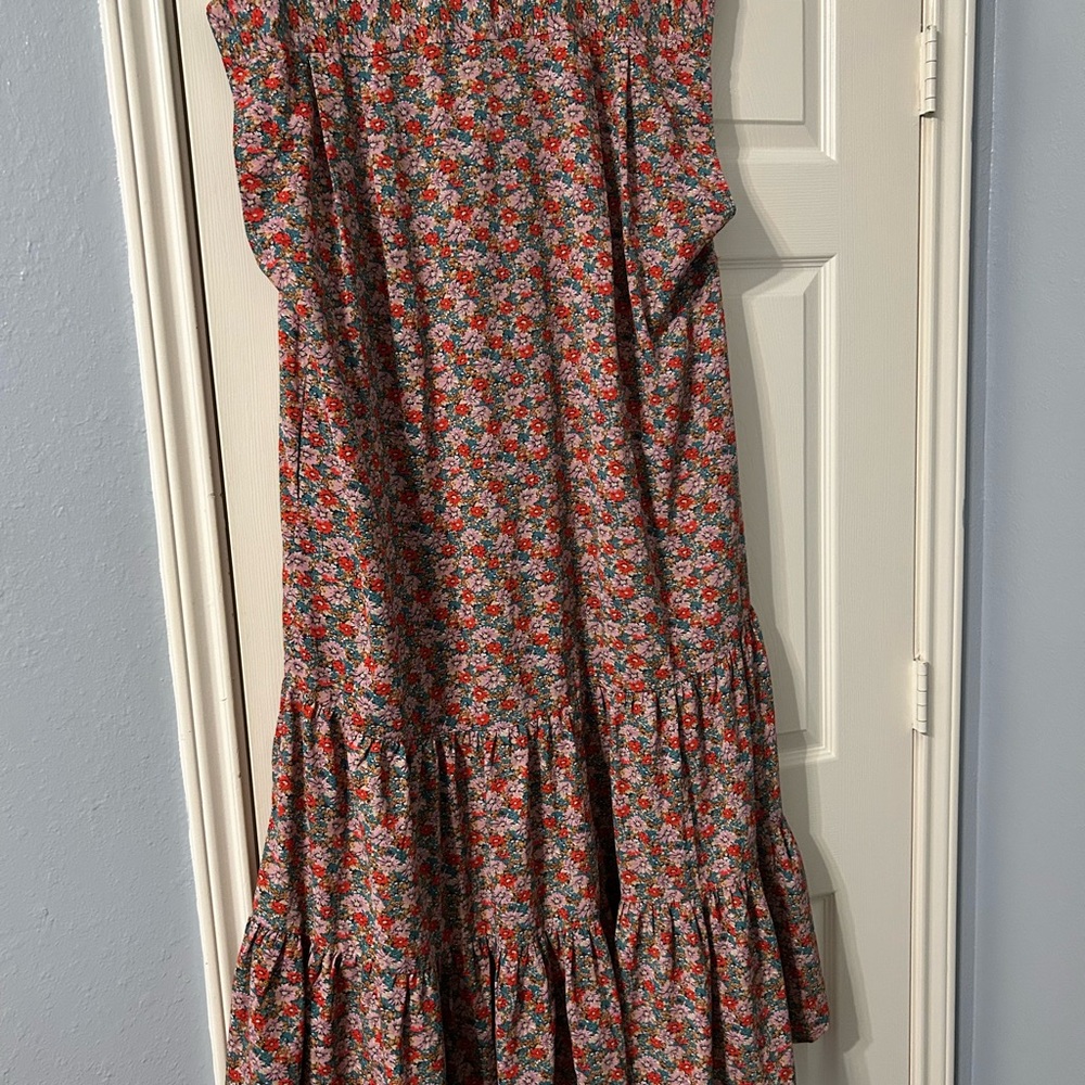 NATURAL LIFE Red Floral Tiered Maxi Dress with Green and Blue Accents - Picture 2 of 4